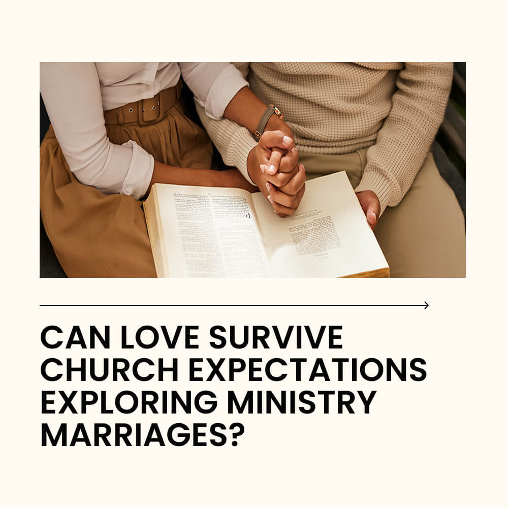 Married couple in ministry sitting together in a church, reflecting the emotional bond and pressure of preacher’s spouses